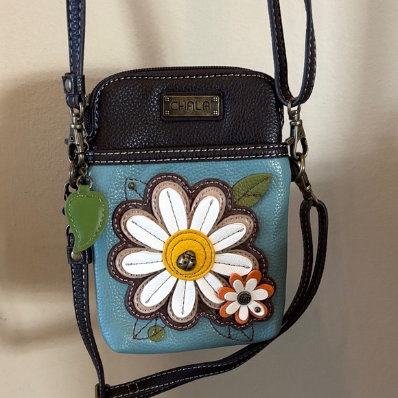 Chala Handbags - Chala Floral Crossbody Bag in Blue and Brown